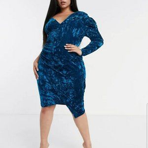 Club L London Plus one shoulder velvet mini dress